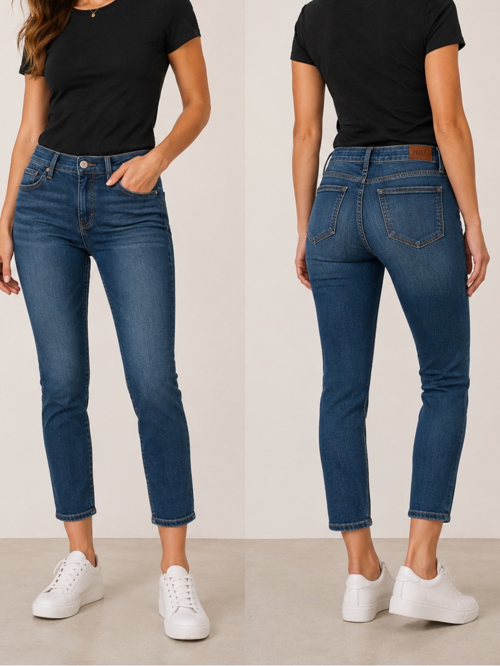 PAIGE Kylie Crop Jeans | Dark Wash |Mid Rise | Straight Leg | Size 28